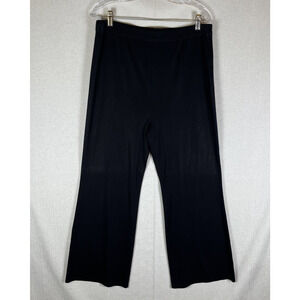 Exclusively Misook Pants Size Large Petite Black Pull On High Rise Stretch Knit